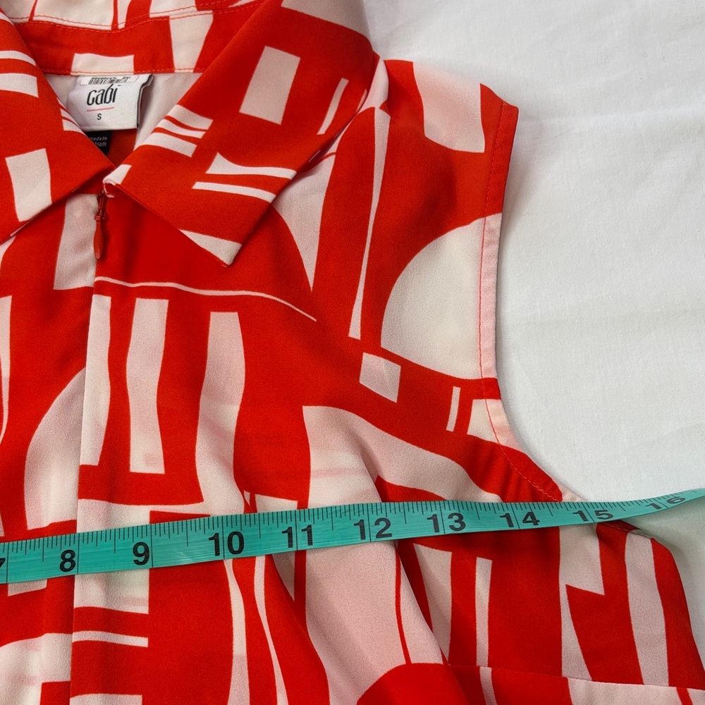 🧡 CAbi Orange & White Geometric Sleeveless Flowy Top Women Small 🧡 - Picture 12 of 15
